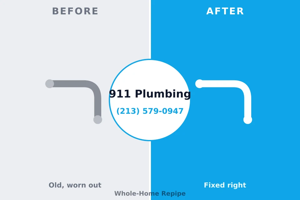 Before and after: plumbing repair Gold Hill, OR